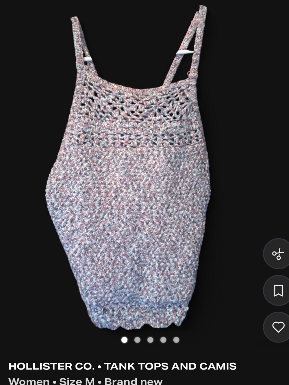 Hollister Pink Marled Crochet Knit Cami
